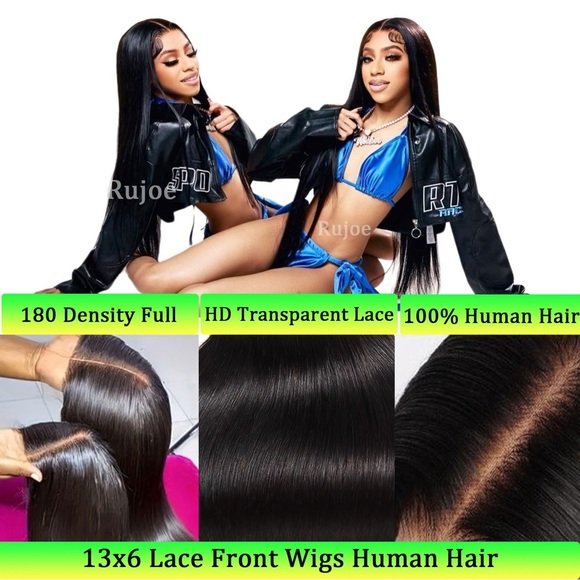 HUMAN HAIR 13x6 Straight HD Lace, Front Wig 180% Density, Baby Hair, Glueless - Picture 5 of 12